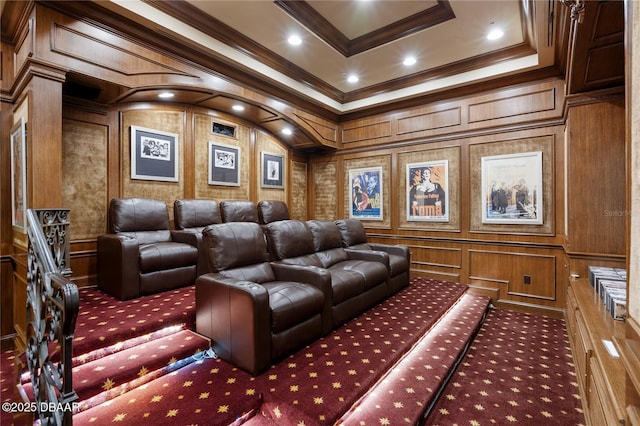 20 Porto Mar Unit 302, Palm Coast, FL 32137 - cinema with a decorative wall, carpet, ornamental molding, and recessed lighting