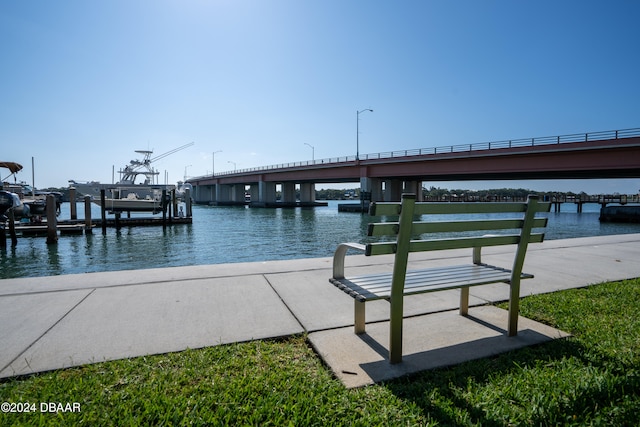 dock area featuring a water view