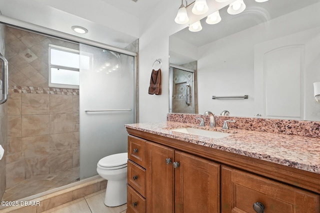 1720 Hope Dr, Ormond Beach, FL 32174 - bathroom featuring vanity, a stall shower, and tile patterned floors