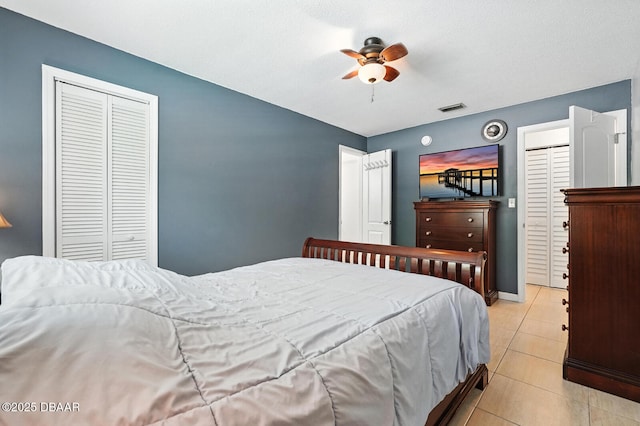 1720 Hope Dr, Ormond Beach, FL 32174 - bedroom featuring light tile patterned flooring, a closet, and ceiling fan
