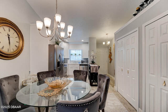 dining room featuring a notable chandelier