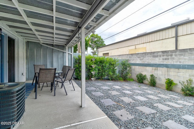 view of patio featuring central AC unit