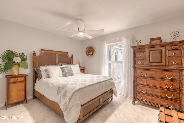 5452 Saint Regis Way, Port Orange, FL 32128 - bedroom with light marble finish floors and ceiling fan