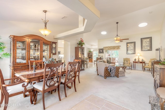 5452 Saint Regis Way, Port Orange, FL 32128 - dining area featuring light carpet, a ceiling fan, and recessed lighting
