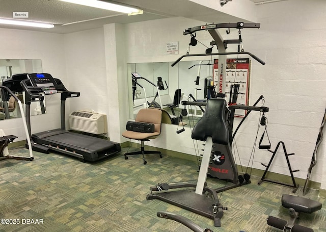 exercise area with visible vents and carpet flooring