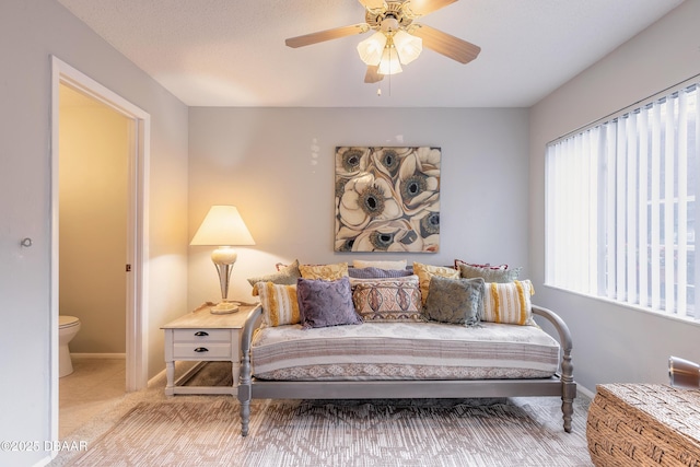 bedroom featuring ceiling fan