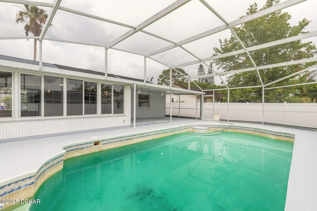 2721 Royal Palm Dr, Edgewater, FL 32141 - view of pool featuring a patio, fence, and glass enclosure