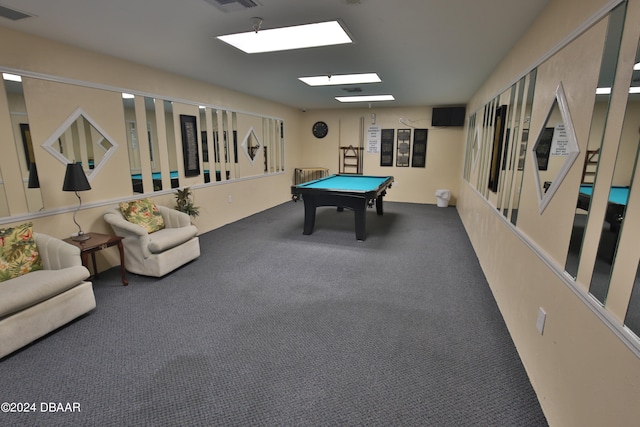 playroom featuring carpet flooring and pool table