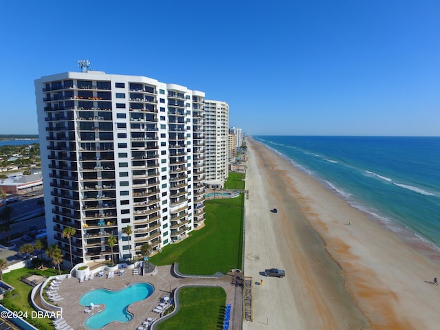 exterior space with a view of the beach and a water view