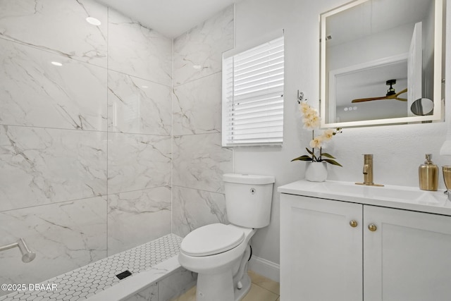 969 Commerce Rd SE Se, Unit Se, Palm Bay, FL 32909 - full bathroom with vanity, ceiling fan, and a tile shower