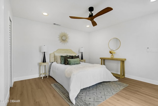 969 Commerce Rd SE Se, Unit Se, Palm Bay, FL 32909 - bedroom with wood finished floors, recessed lighting, and a ceiling fan