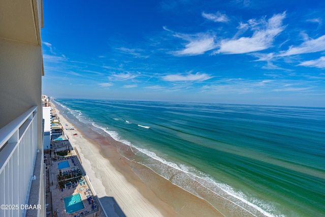 property view of water with a beach view