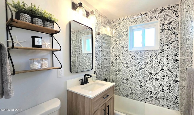 70 Ocean Shore Dr, Ormond Beach, FL 32176 - full bath featuring shower / bath combination, vanity, and toilet