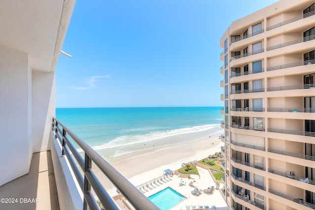 view of water feature featuring a beach view