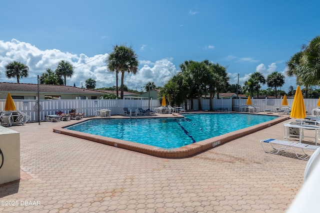 view of pool featuring a patio