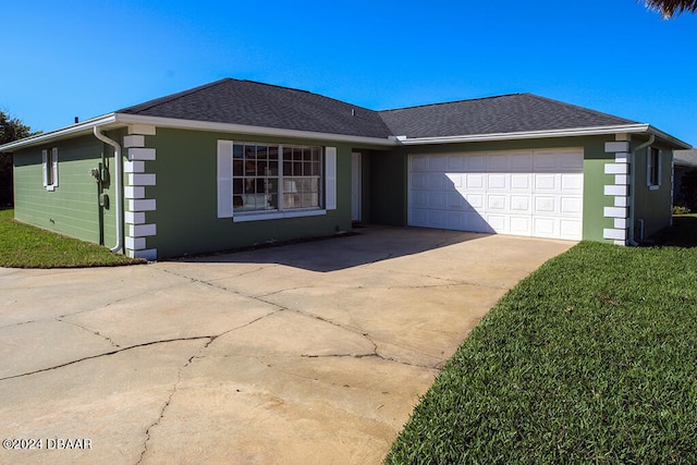 single story home with a garage