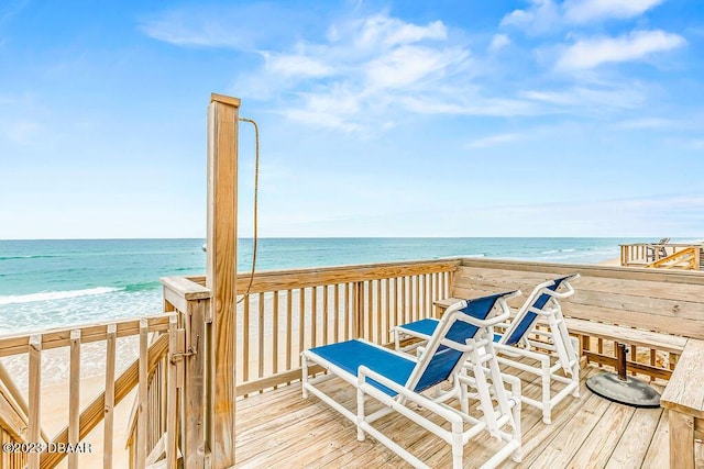 exterior space with a view of the beach and a water view