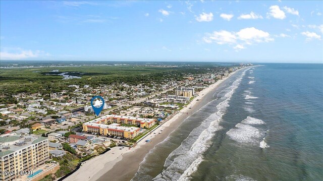 aerial view with a view of the beach and a water view