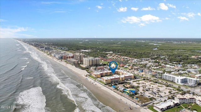 aerial view with a view of the beach and a water view