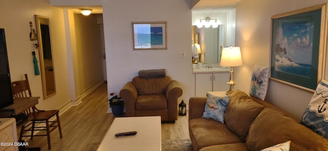 living room featuring light wood-type flooring