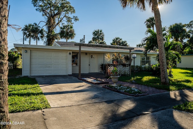 single story home featuring a garage