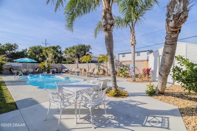 view of swimming pool featuring a patio