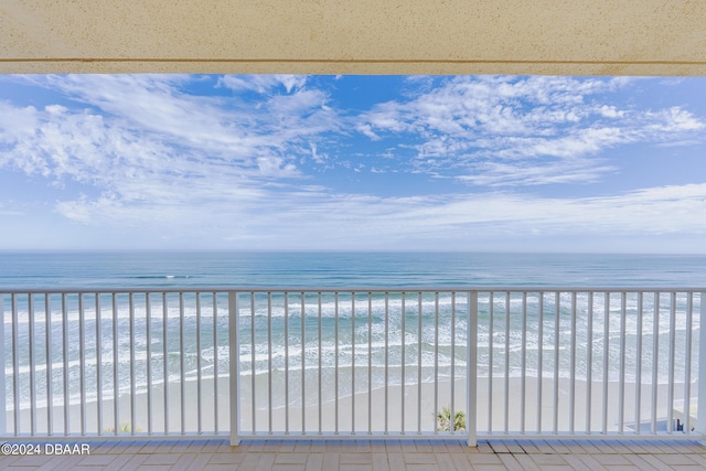 view of water feature with a view of the beach