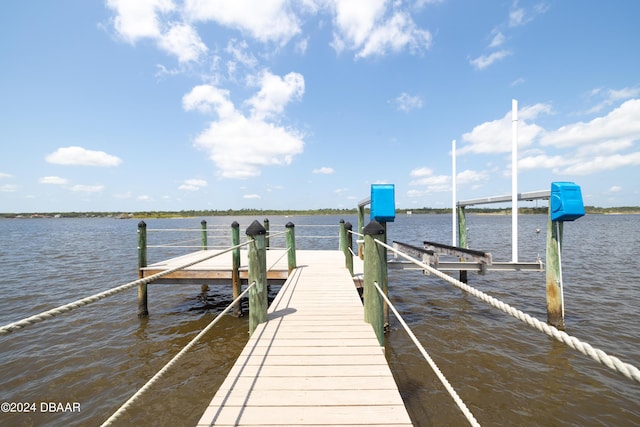 view of dock featuring a water view