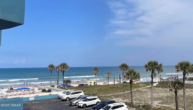 property view of water featuring a view of the beach