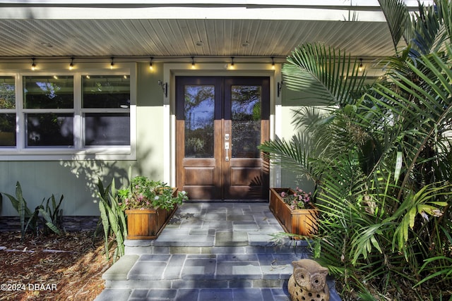 view of exterior entry with french doors