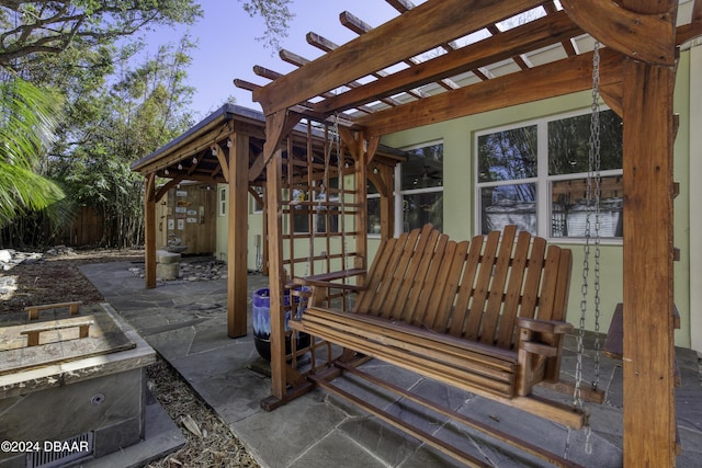 view of patio / terrace featuring a pergola