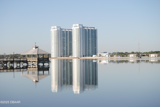 property view of water featuring a gazebo