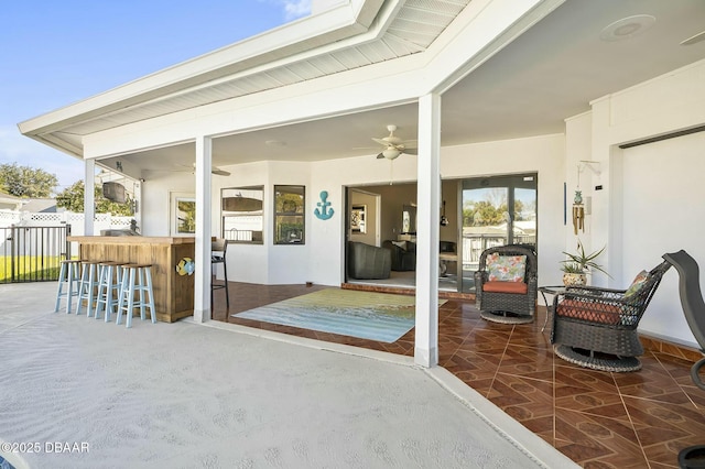 view of patio / terrace with exterior bar