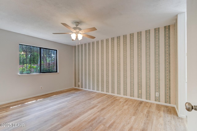 5 Park Pl, Ormond Beach, FL 32174 - empty room featuring wood finished floors, a ceiling fan, and a textured ceiling