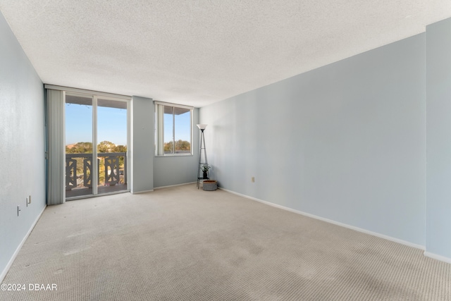 carpeted empty room with a textured ceiling