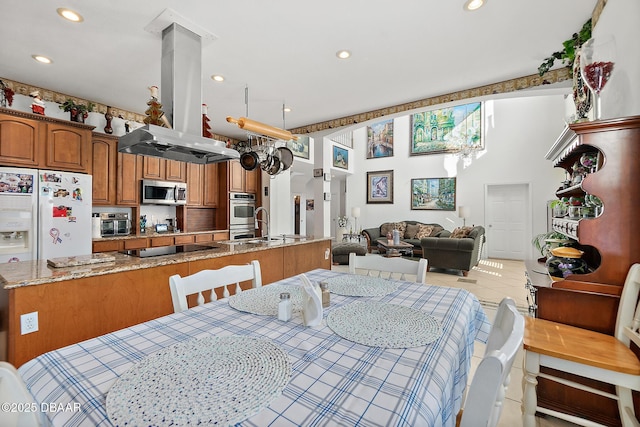 view of tiled dining area