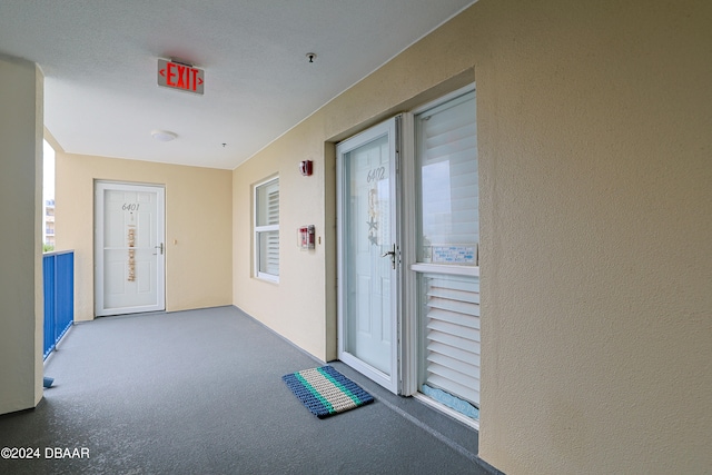 interior space featuring carpet flooring