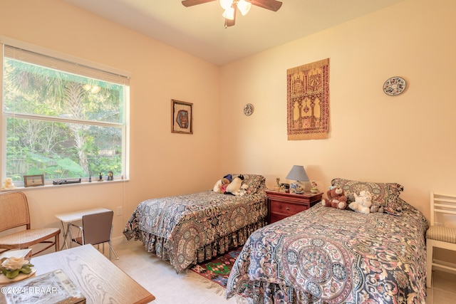 bedroom featuring ceiling fan