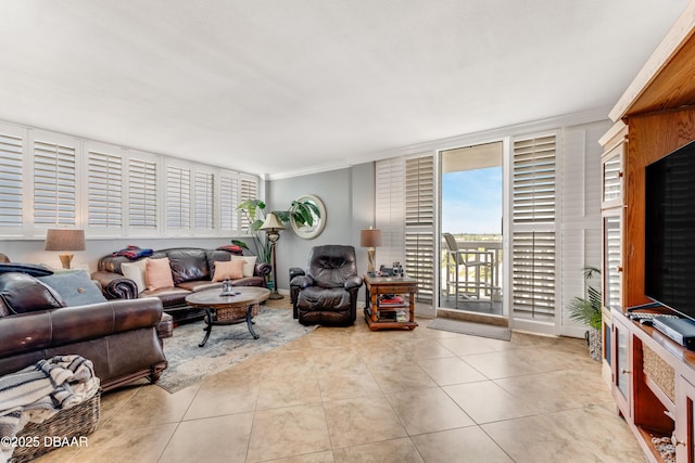 2800 N Atlantic Ave Unit 501, Daytona Beach, FL 32118 - tiled living room with crown molding