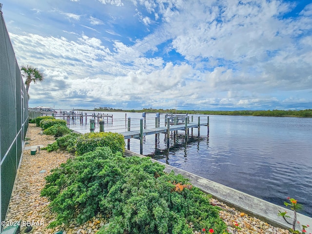 view of dock featuring a water view