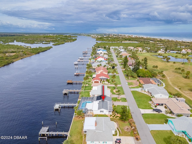 bird's eye view featuring a water view