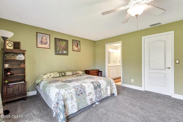 5479 Saint Regis Way, Port Orange, FL 32128 - carpeted bedroom featuring ceiling fan and ensuite bathroom