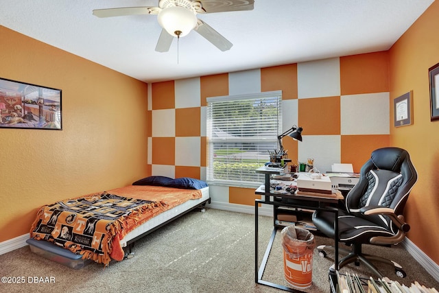 5479 Saint Regis Way, Port Orange, FL 32128 - carpeted bedroom featuring an office area and a ceiling fan