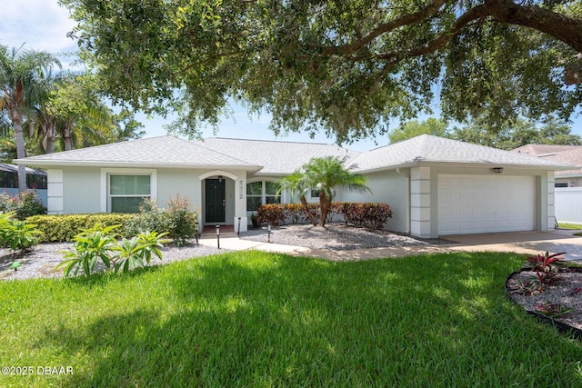 5479 Saint Regis Way, Port Orange, FL 32128 - single story home with an attached garage, stucco siding, a front lawn, and driveway