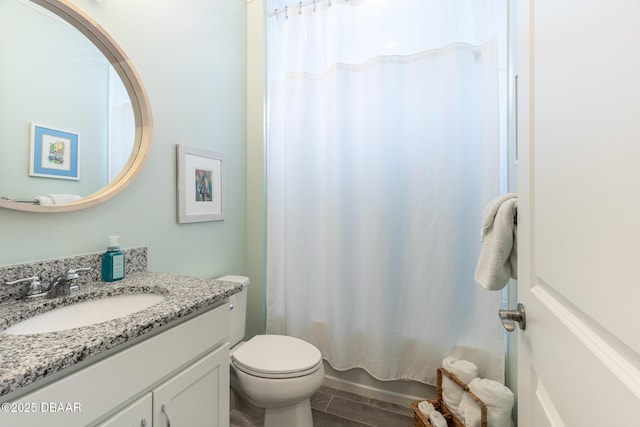 full bathroom with vanity, toilet, and shower / bath combo