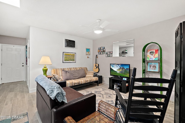 42 N Ocean Palm Villa, Flagler Beach, FL 32136 - living room featuring ceiling fan and light wood-type flooring