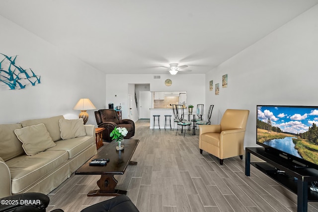 42 N Ocean Palm Villa, Flagler Beach, FL 32136 - living room featuring light hardwood / wood-style floors and ceiling fan