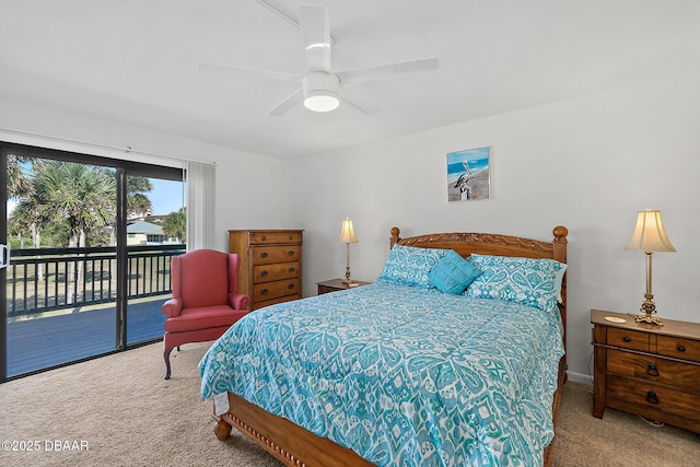 42 N Ocean Palm Villa, Flagler Beach, FL 32136 - carpeted bedroom with access to exterior and ceiling fan