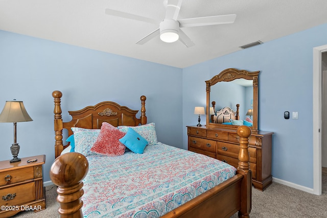 42 N Ocean Palm Villa, Flagler Beach, FL 32136 - bedroom with light carpet and ceiling fan
