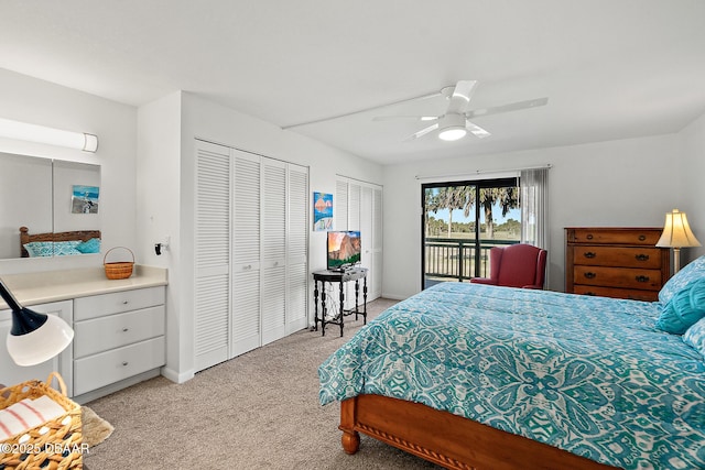42 N Ocean Palm Villa, Flagler Beach, FL 32136 - carpeted bedroom with access to outside and ceiling fan